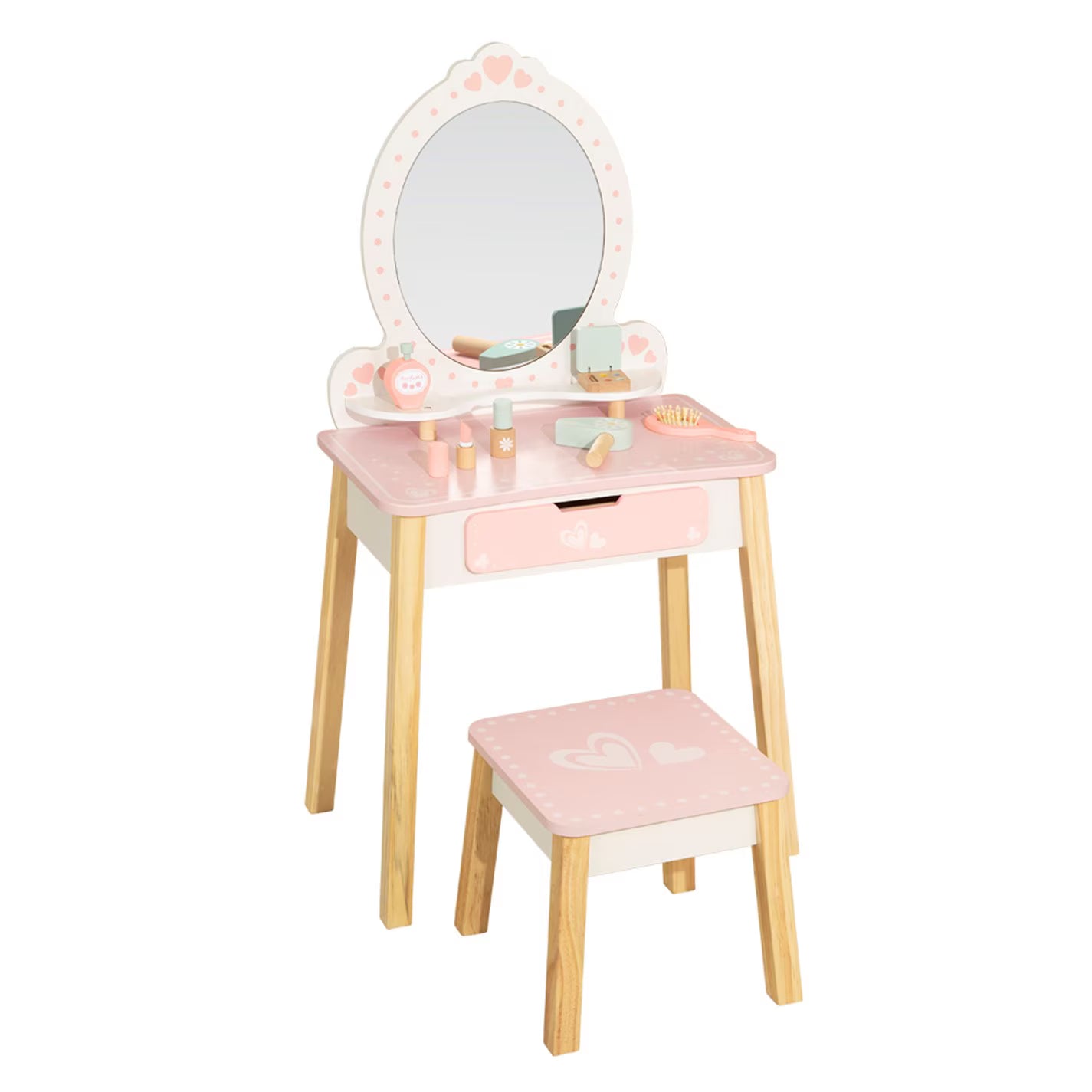 Tooky Toy Wooden Vanity Table with Stool