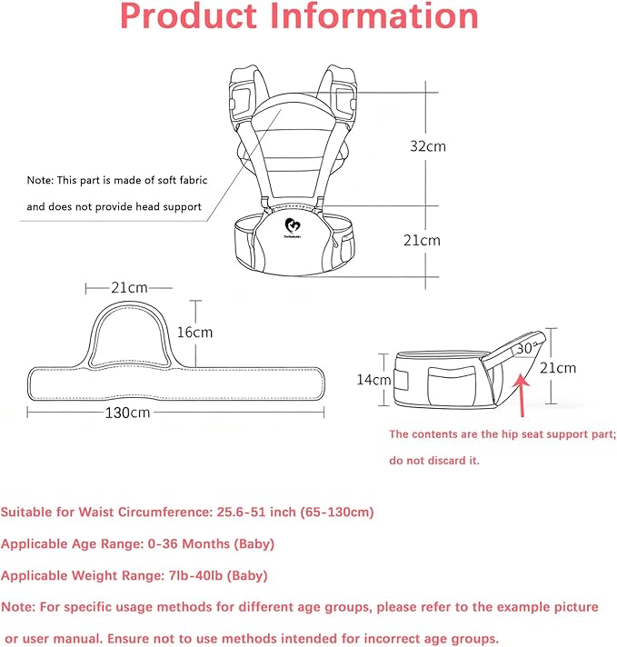 Baby Carrier, Bellababy Multifunction Baby Carrier Hip Seat (Ergonomic M Position) for 3-36M