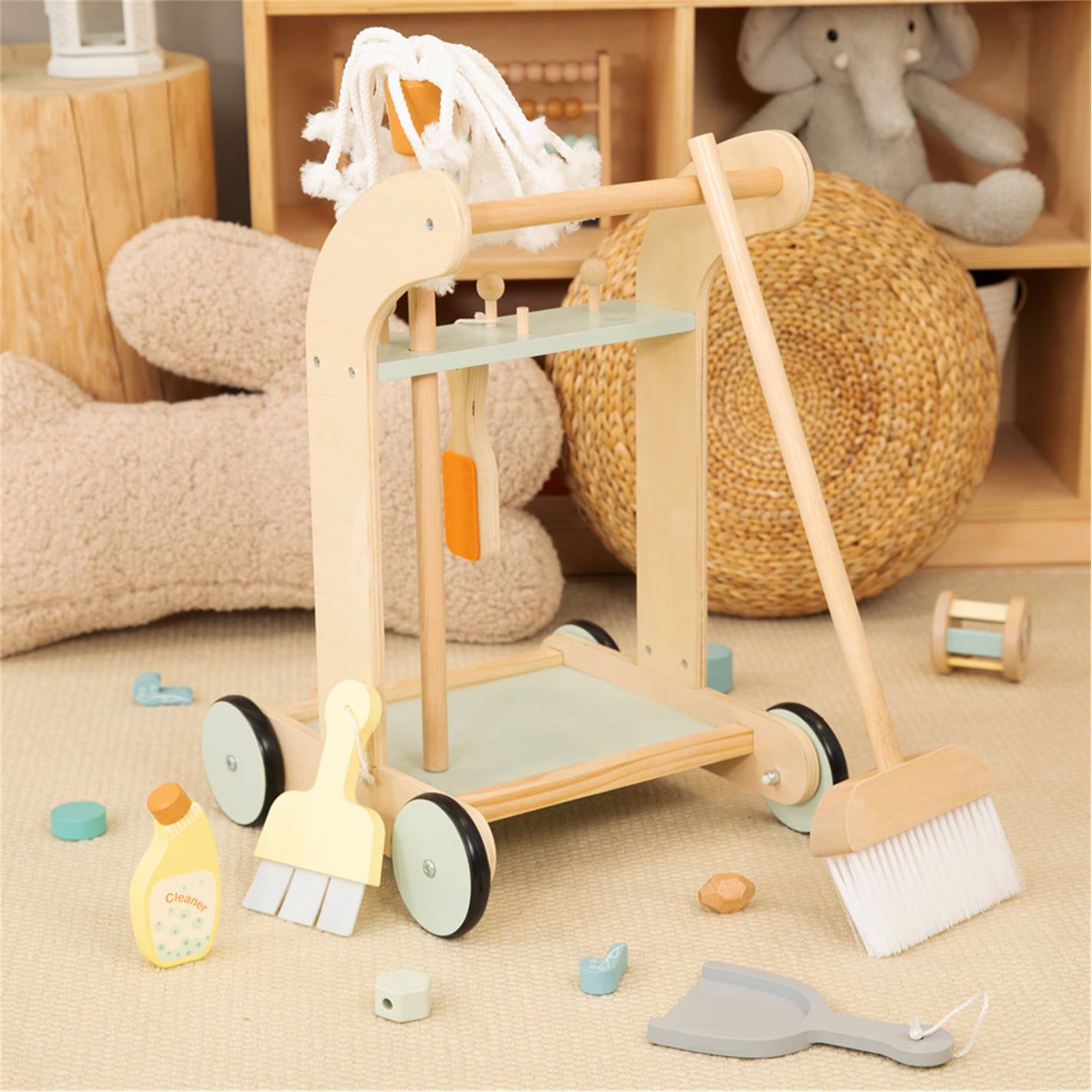Tooky Toy Wooden Cleaning Trolley