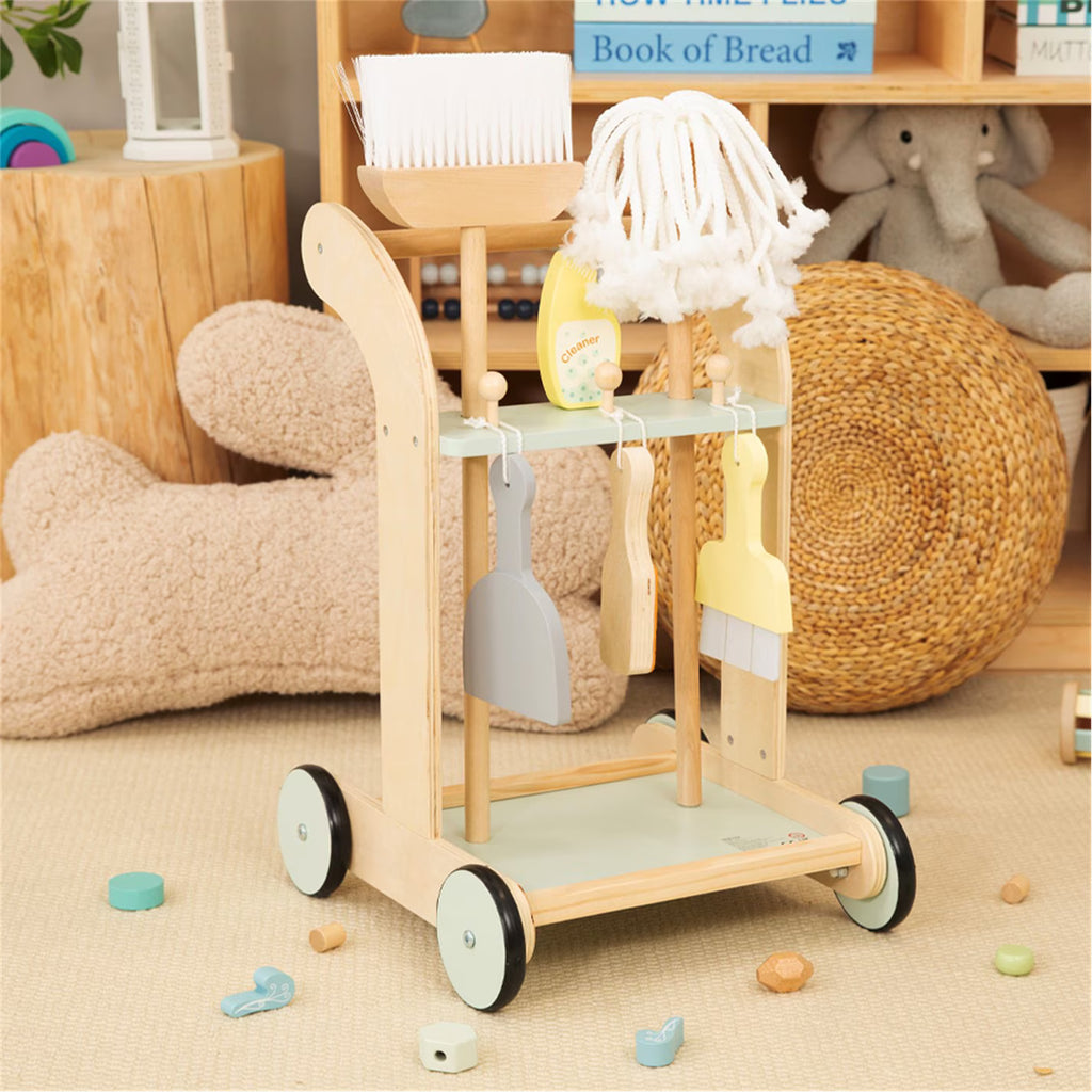 Tooky Toy Wooden Cleaning Trolley