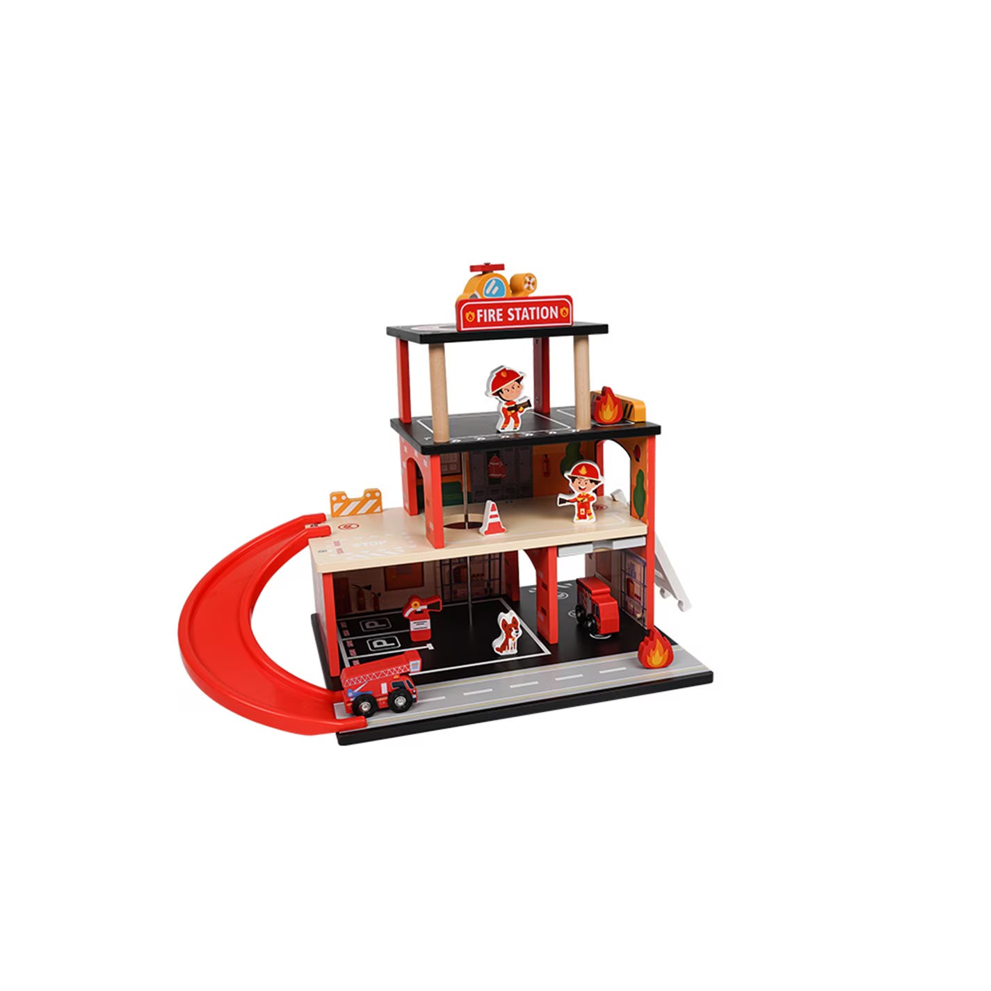 Tooky Toy Wooden Fire Station Playset