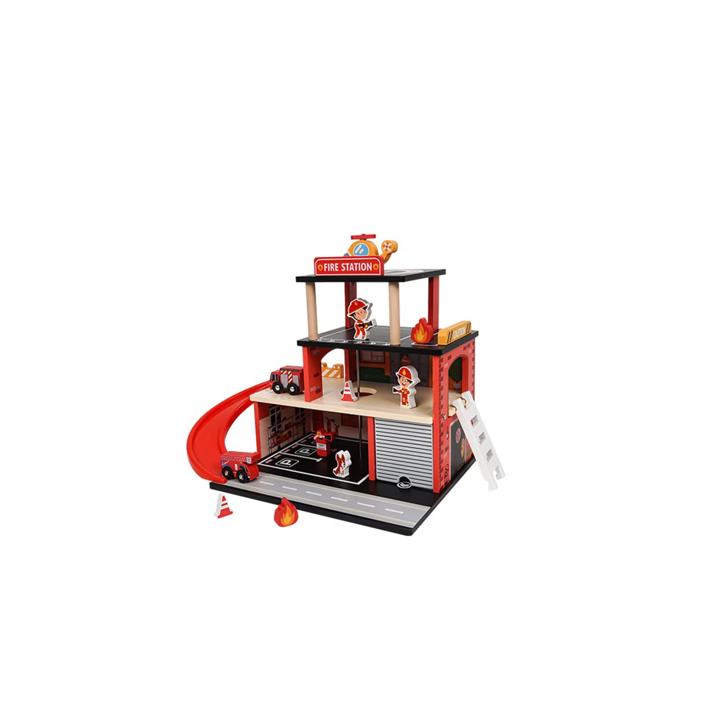 Tooky Toy Wooden Fire Station Playset