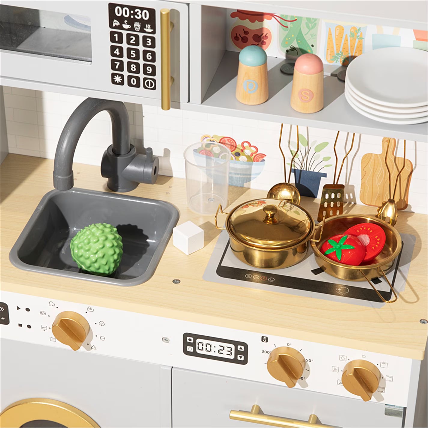 Tooky Toy Wooden Deluxe Play Kitchen